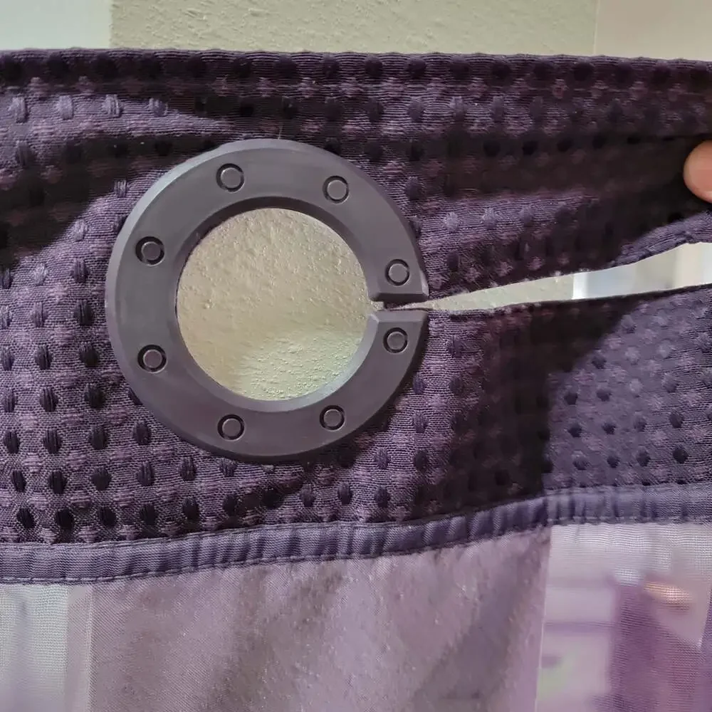 EUTXL Purple Waffle Weave Hookless Shower Curtain with Snap-In Liner